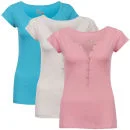 55 Soul Smith 3-Pack Leona T-Shirts - Pink/Turquoise/Ecru - S - Pink/Turquoise/Ecru Bild 1