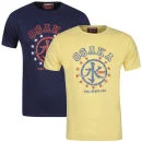 Osaka Men's 2 Pack T-Shirts - Navy Print Op 2 / Faded Yellow Print Op 1 - S - Navy / Faded Yellow Bild 1