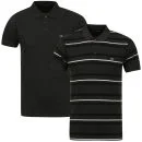 Brave Soul Men's Titanic 2-Pack Polo Shirts - Charcoal Marl/Navy Stripe & Charcoal Marl - S - Charcoal Marl/Navy Bild 1
