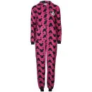 Micky Maus Damen Bedruckt Fleece Onesie - Pink & Schwarz - 8 - Pink & Black Bild 1