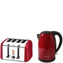 Breville Stainless Steel 4 Slice Toaster - Red and Stainless Steel Jug Kettle - Red Bild 1