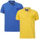 Loyalty & Faith Herren Leopard Washed 2er-Pack Polo Shirt - Gelb/Blau - S - Yellow/Blue Bild 1