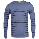 Boxfresh Men's Gael2 12 Gauge Breton Stripe Crew Neck Knit - Blue Dusk - S - Blue Dusk Bild 1