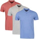 Brave Soul Men's Clio 3-Pack Polo Shirts - Red Marl/Grey Marl/Blue Marl - S - Red Marl/Grey Marl/Blue Marl Bild 1