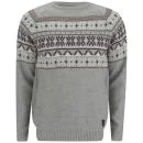 Soul Star Men's Venzy Fairisle Knit Jumper - Light Grey Marl - S - Grau Bild 1