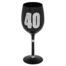 Black Diamante Wine Glass - 40th Birthday Bild 1