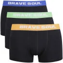 Brave Soul Männer 3er Pack Boxershorts mit Farbigem Bund - Orange/Blau/Lindgrün - S - Orange/Blue/Lime Bild 1