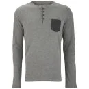 Brave Soul Men's Plain Pocket Grandad Long Sleeve Top - Dark Grey Marl - S - Dark Grey Marl Bild 1