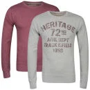 Brave Soul Men's Sebubla 2-Pack Crew Neck Sweat Jumpers-Grey Marl / Burgundy - S - Grey Marl/Burgundy Bild 1