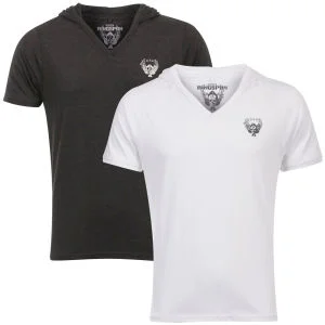 Ringspun Men's 2-Pack Hex Hooded V-Neck T-Shirt - White/Charcoal - S - White/Charcoal Bild 1