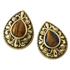 Tiger Eye Gold Plated Earrings - Eine Größe Bild 1