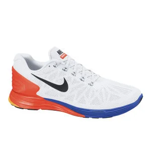Nike Herren Lunarglide 6 Laufschuhe - Weiß/Orange/Blau - 7 - White/Orange/Blue Bild 1
