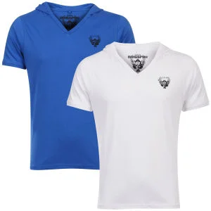 Ringspun Men's 2-Pack Hex Hooded V-Neck T-Shirt - Blue/White - S - Blau/Weiß Bild 1