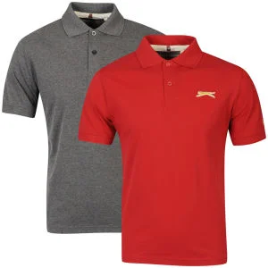 Slazenger Men's 2-Pack Polos - Red/Grey - S - Red/Grey Bild 1