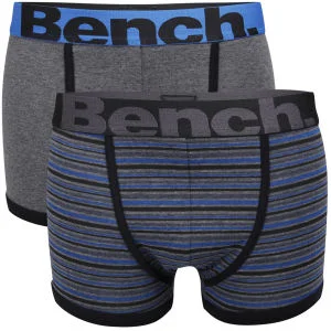 Bench Herren 2er-Pack Boxershorts Mit Kontrast Bund - Blau Streife/Grau - S - Blue Stripe/Grey Bild 1