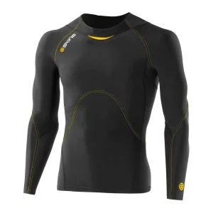 Skins A400 Männer Active langärmeliges Compression Top - XS - Black/Yellow Bild 1