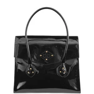Penelope and Parker Lara Patent Leather Laptop Bag - Black Bild 1