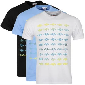 Umbro Men's 3-Pack T-Shirts - White / Black / Vista Blue - S - Bunt Bild 1