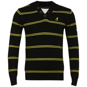 Kangol Men's Kev Buttoned V Neck Jumper - Black - S - Schwarz Bild 1