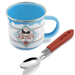 Farbtopf-Tasse mit Pinsel-Löffel - Blau Bild 1