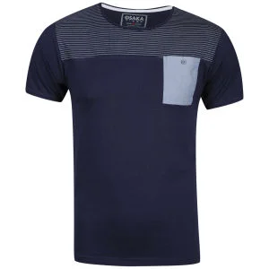 Osaka Herren Gestreift T-Shirt - Royal/Stein - S - Navy/Stone Bild 1