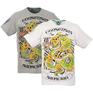 Brave Soul Men's 2-Pack Short Sleeved T-Shirt with Diamonties - White/Grey Marl - M - Bunt Bild 1