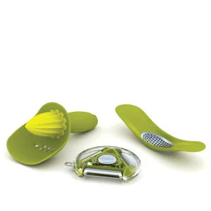 Joseph Joseph Gadget Gift Set Green (Rotary Peeler, Rocker Knoblauch-Presse und Catcher Hand-Zitruspresse) Bild 1
