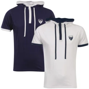 Ringspun Men's 2-Pack Hooded T-Shirts - White/Navy - S - White/Navy Bild 1
