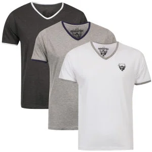 Ringspun Men's 3-Pack Silva Short Sleeve V-Neck T-Shirt - Charcoal/White/Grey - S - Charcoal/White/Grey Bild 1