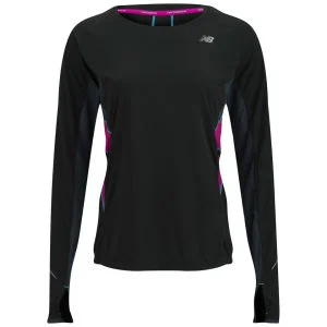 New Balance Damen Running Impact Ice T-Shirt Langarm - schwarz/lila - S - Black/Poisonberry Bild 1