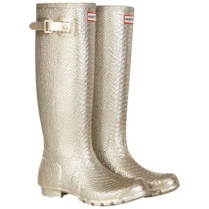 Hunter Women's Carnaby Boa Snake Tall Wellies - Gold - 3 - Gold Bild 1