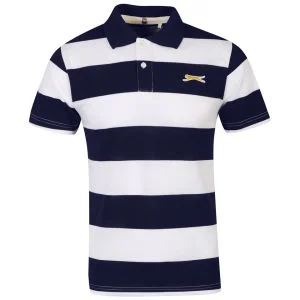 Slazenger Men's Striped Polo Shirt - White/Navy - S - White/Navy Bild 1