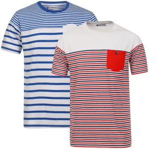 Tom Frank Men's 2-Pack T-Shirt - Bright Blue/Red & White/Navy - S - Blue/Red & White/Navy Bild 1
