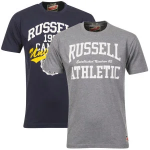 Russell Athletic Men's 2-Pack Stanfill & Enosa T-Shirt - Grey/Navy - S - Grey/Navy Bild 1