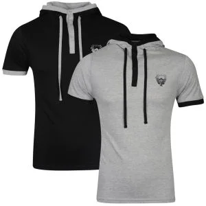 Ringspun Men's 2-Pack Oracle Short Sleeve Hooded T-Shirt - Black/Grey Marl - S - Black/Grey Marl Bild 1