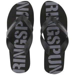 Ringspun Herren Glen Flip Flops - Schwarz/Grau - 6-7 - Schwarz/Grau Bild 1