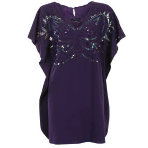 Sugarhill Boutique Women's Sequinned Batwing Butterfly Dress - Dark Purple/Black - 10 - DarkPurple/Black Bild 1