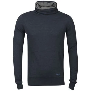 Crosshatch Herren Joanson Cowl Neck Pullover - Blau - S - Dunkelblau meliert Bild 1