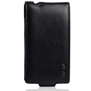 Knomo Leder Flip Case für iPhone 4/4S - Schwarz Bild 1