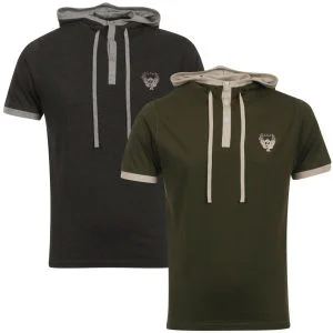 Ringspun Men's 2-Pack Oracle Short Sleeve Hooded T-Shirt - Khaki/Charcoal - S - Khaki/Charcoal Bild 1