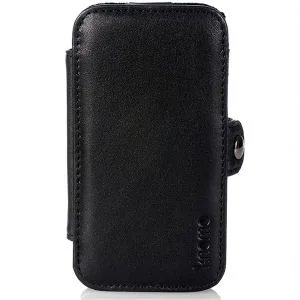 Knomo Leder Folio Case für iPhone 4/4S - Schwarz Bild 1