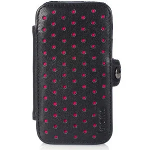 Knomo Pink Leder Perforiert iPhone 4 Folio Hülle Bild 1
