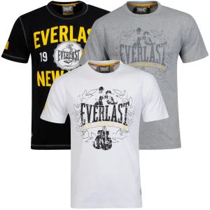 Everlast Men's 3-Pack Graphic T-Shirts - Black/White/Grey Marl - S - Black/White/Grey Bild 1