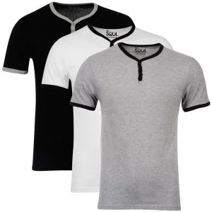 55 Soul Herren 3er-Pack Blade T-Shirts - Schwarz/Weiss/Grau - S Bild 1