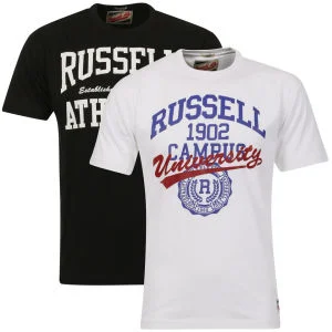 Russell Athletic Men's 2-Pack Stanfill & Enosa T-Shirt - Black/White - S - Black/White Bild 1