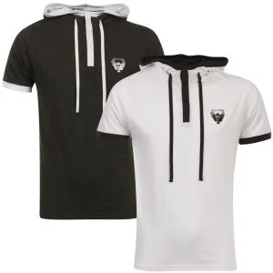 Ringspun Men's 2-Pack Oracle Short Sleeve Hooded T-Shirt - White/Charcoal - S - White/Charcoal Bild 1