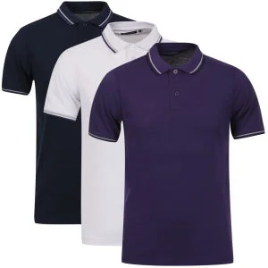 Brave Soul Men's 3-Pack Tip Polo - Purple/White/Navy - S - Purple/White/Navy Bild 1
