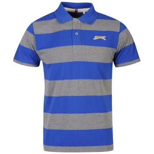 Slazenger Men's Striped Polo Shirt - Blue/Grey - S - Blue/Grey Bild 1