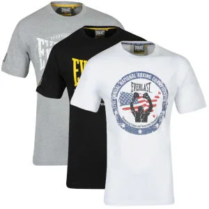 Everlast Men's 3-Pack Graphic T-Shirts - White/Black/Grey Marl - S - White/Black/Grey Bild 1