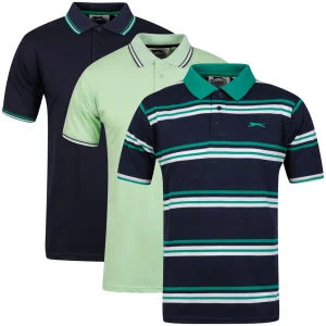 Slazenger Men's 3-Pack Polo Shirts - Navy/Green/Mint/Blue - S - Navy/Green/Mint/Blue Bild 1